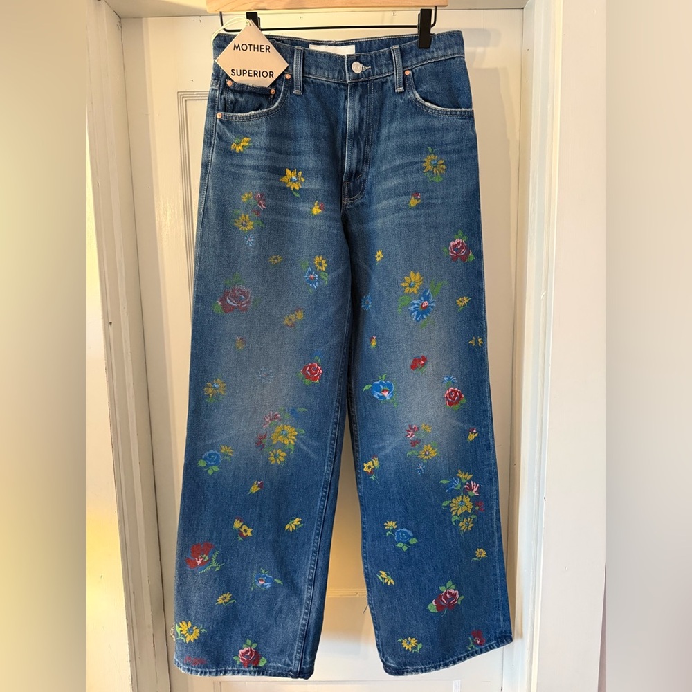 MOTHER Blue Floral Jeans